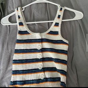 striped multicolor tank top with buttons